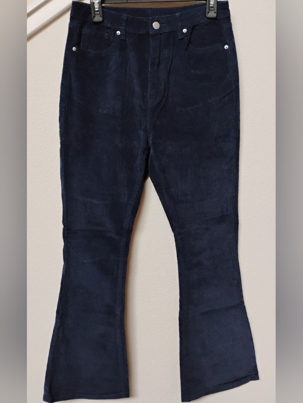 SHEIN Navy Corduroy Flare Jeans